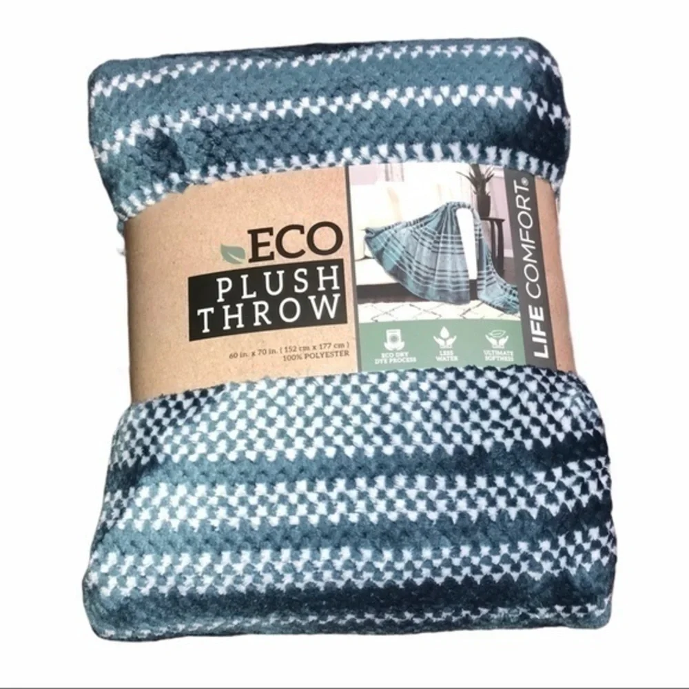ECO Plush Throw - Forrest Green and Ivory
